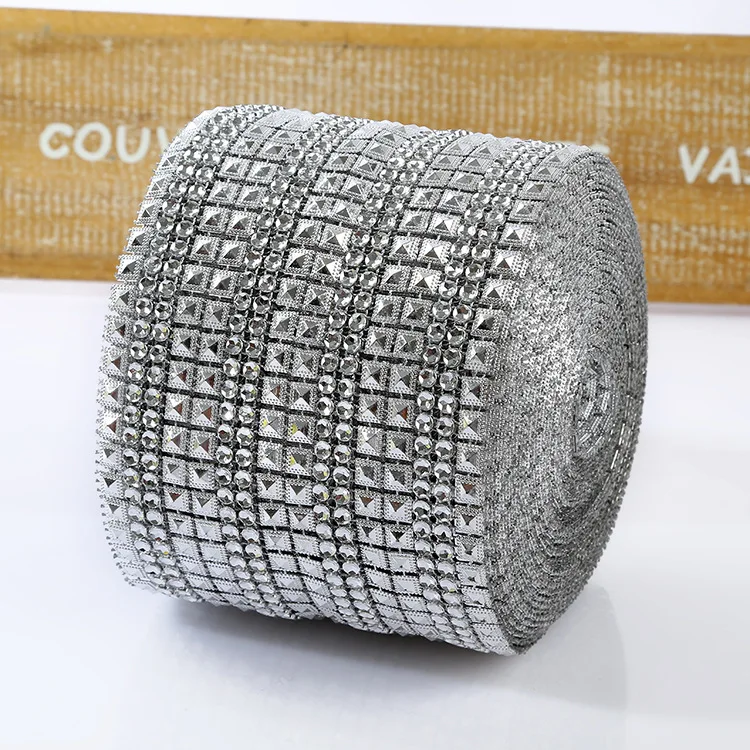 

ZOTOONE Glue on Rhinestone Chain Diamond Mesh Trim Wedding Diamond Sparkle Rhinestone Chain for DIY Crafts Cake Ribbon