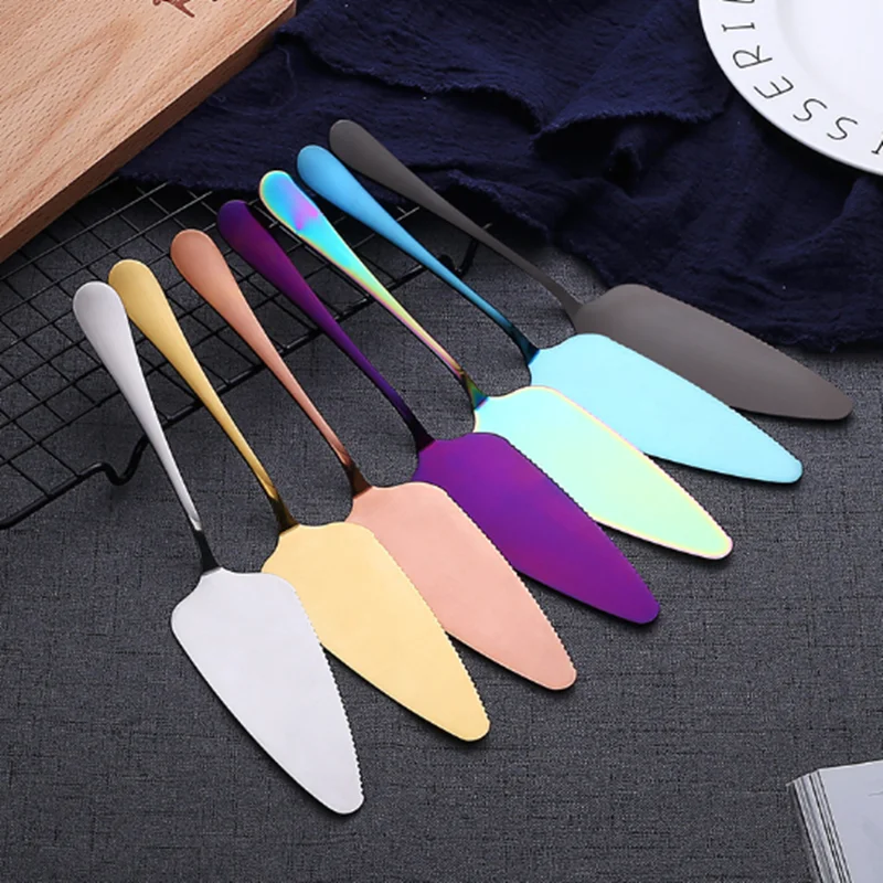 

1PC Colorful Stainless Steel Serrated Edge Cake Server Blade Cutter Pie Pizza Shovel Cake Spatula Baking Tool