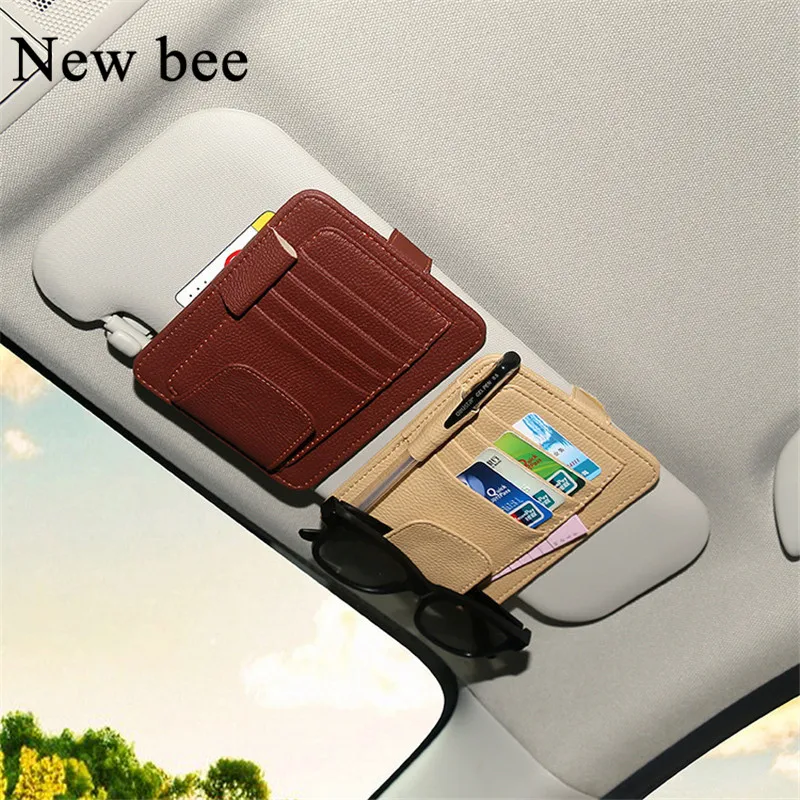 

Newbee Car Sun Visor Eyeglasses Clip Card Pen Ticket Holder Organizer Mount Fastener Pass ID Storage Bag For Toyota Honda BMW VW
