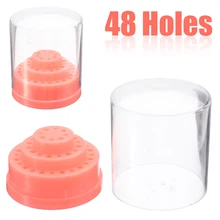 Mayitr 48 отверстий Держатель для сверла для ногтей стенд дисплеер с акриловой крышкой контейнер для сверл для ногтей коробка для хранения инструмент для дизайна ногтей