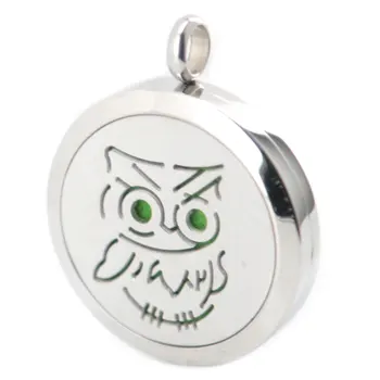 

10pcs Silver Jewelry New Design Owl Aromatherapy Essential Oils Stainless Steel pendant Perfume Diffuser Locket Necklace