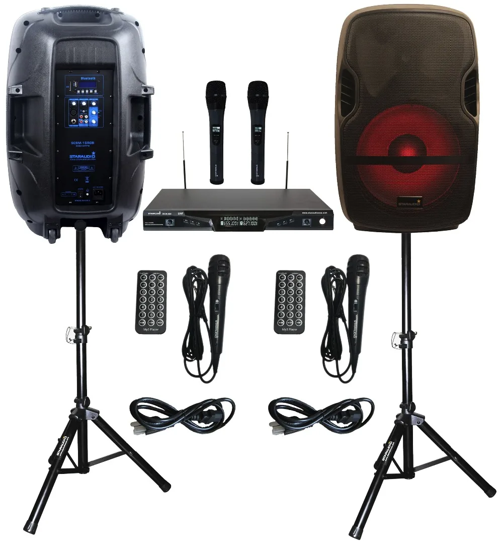 STARAUDIO SCSM 15RGB Pair 15''2000W PA DJ Audio Karaoke Powered Active