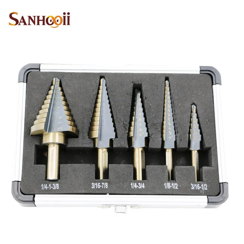 Imperial Units Core Drill Bit HSS 50Size Metal Drilling Step Drill Bit Tool Set With Aluminum Box For Electric Drill Imperial Units Core Drill Bit HSS 50Size Metal Drilling Step Drill Bit Tool Set With Aluminum Box For Electric Drill