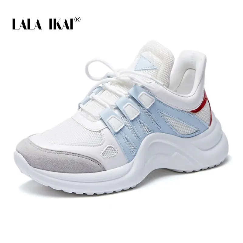 

LALA IKAI Dad Shoes Woman Sneakers Spring Breathable Platform Sneakers Lace-Up Mixed Color Ladies Sneakers 014A3373 -45