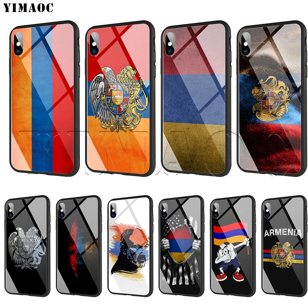 

YIMAOC Armenia Armenians Flag Tempered Glass Case for iPhone 11 Pro XS MAX XR X 8 7 6 6S Plus