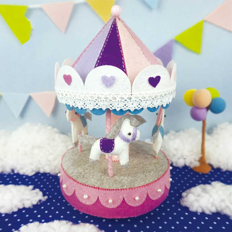 

Carousel music box music box hand diy cloth package suit Cutting Felt Material free shipping