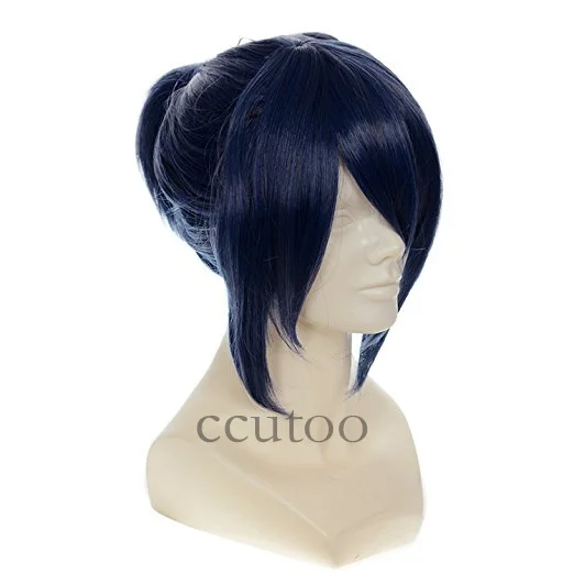 Ccutoo 1" синий серый микс короткие Pigtail Стильные синтетические волосы теплостойкое волокно Косплей Полный Парики