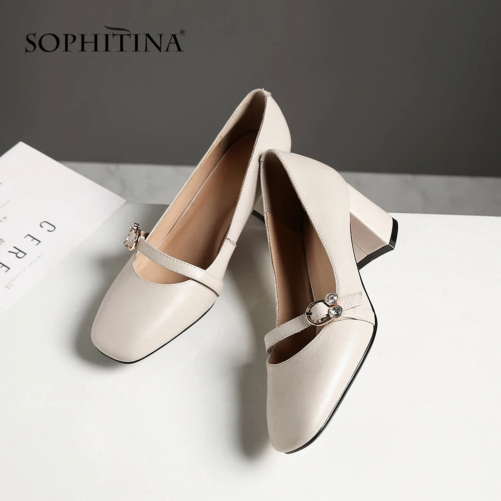 So73 Flach Mary 2019 Echtes Beige Karree Band Schnalle Neue Janes Partei Sophitina Schuhe Frauen Pumpen Süße Pumpt Leder black Frühling nqTZxwIBwY