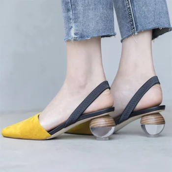 

Buyuanqingyun Women's Sandals Fashion Design Slingback Ankle Wrap Pumps Wooden heel Sandals Shoes Women