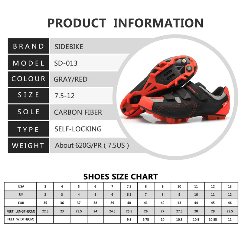 Sidebike MTB Cycling Shoes and Pedal Sets including MTB Pedals
