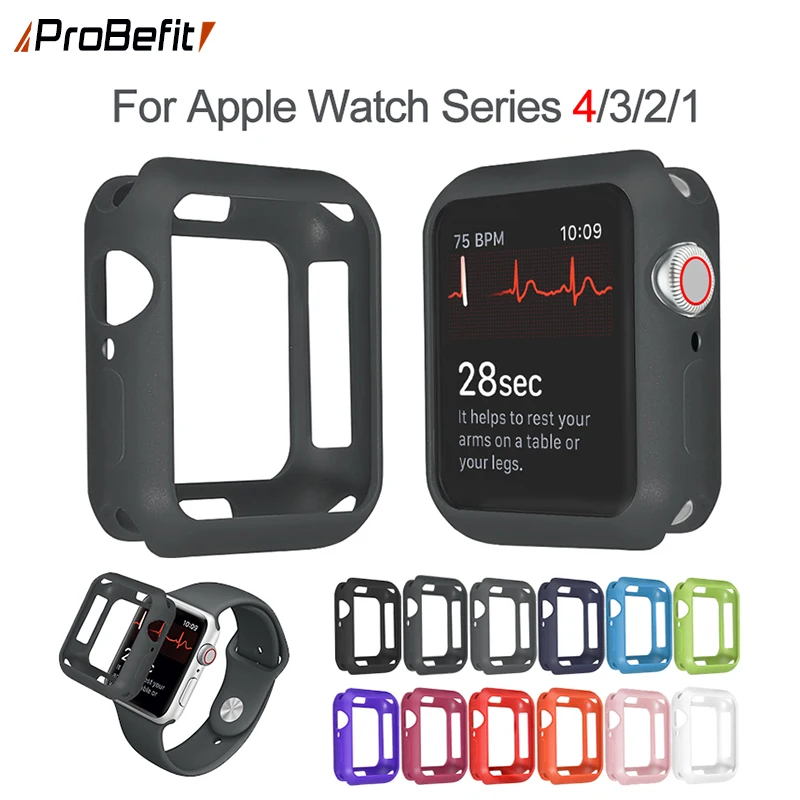 

ProBefit Soft Silicone Case for Apple Watch 3 2 1 42MM 38MM Cover Full Protection Shell for iWatch 4 5 40MM 44MM Watch Bumper