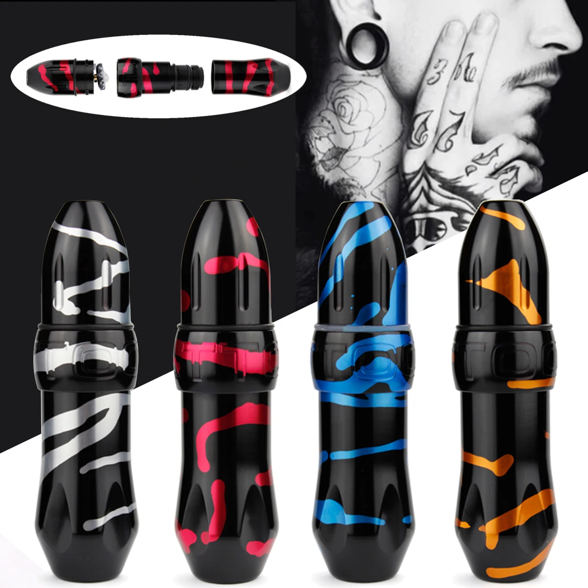 

10000RPM Rotary Tattoo Machine/Gun Camouflage Aluminum Alloy Detachable Cartridge Eyebrow Pen With Power Supply Line Cord