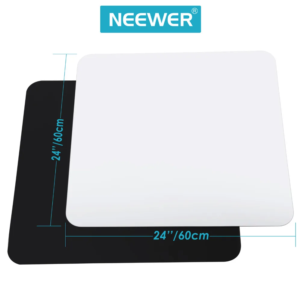 

Neewer 24x24inch/60x60cm Acrylic White & Black Reflective Display Table Background Boards for Product Table Top Photography