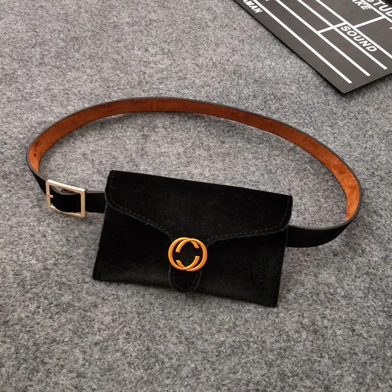  2018 New Velvet Money Belt Bag Women Waist BagLeather Fashion Women Waistbag Bum Bag Belt Female Fanny Pack for Women Waistbelt