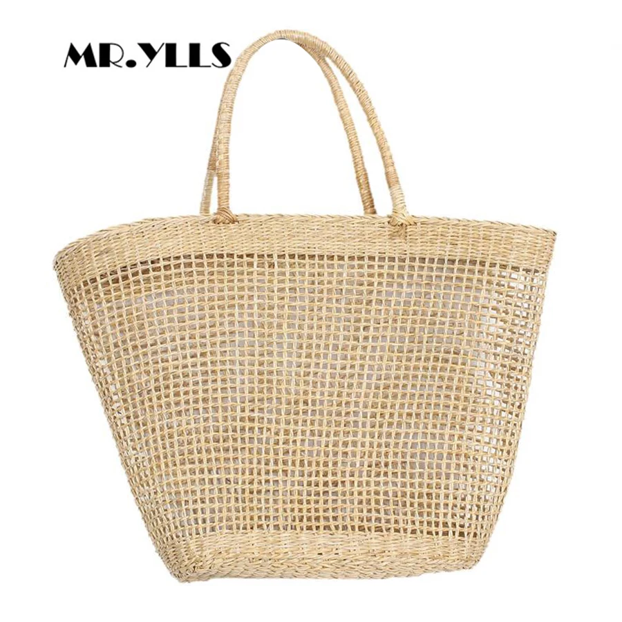

Hollow Out Straw Bags For Women Handmade Woven Basket Top-handle Women Handbags Casual Tote Khaki Summer Beach Bags Lady 2018