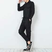 Мужские брюки, комбинезоны, мужские полосатые комбинезоны, комбинезоны с длинными рукавами, мужские Модные повседневные штаны-шаровары, уличная одежда