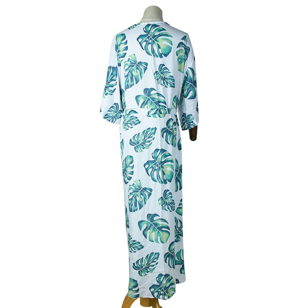KANCOOLD Clothes Women Boho Print Cardigan Beach Dress Half Sleeve Sunscreen Long Coat Ladies Swimsuit Cover Ups Bikini Set