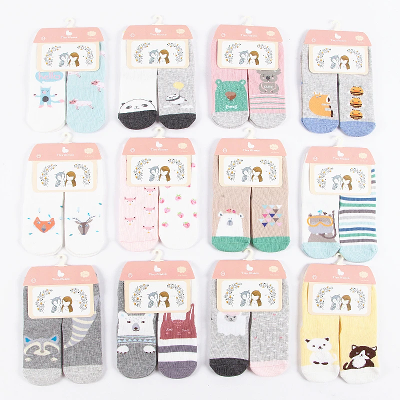 

Kids Socks Cute Children Socks Cotton Animal Print Baby Socks Lot Cat Fox Boys Girls Funny Footwear Cartoon 1 Lot=2 Pairs 2-6Y