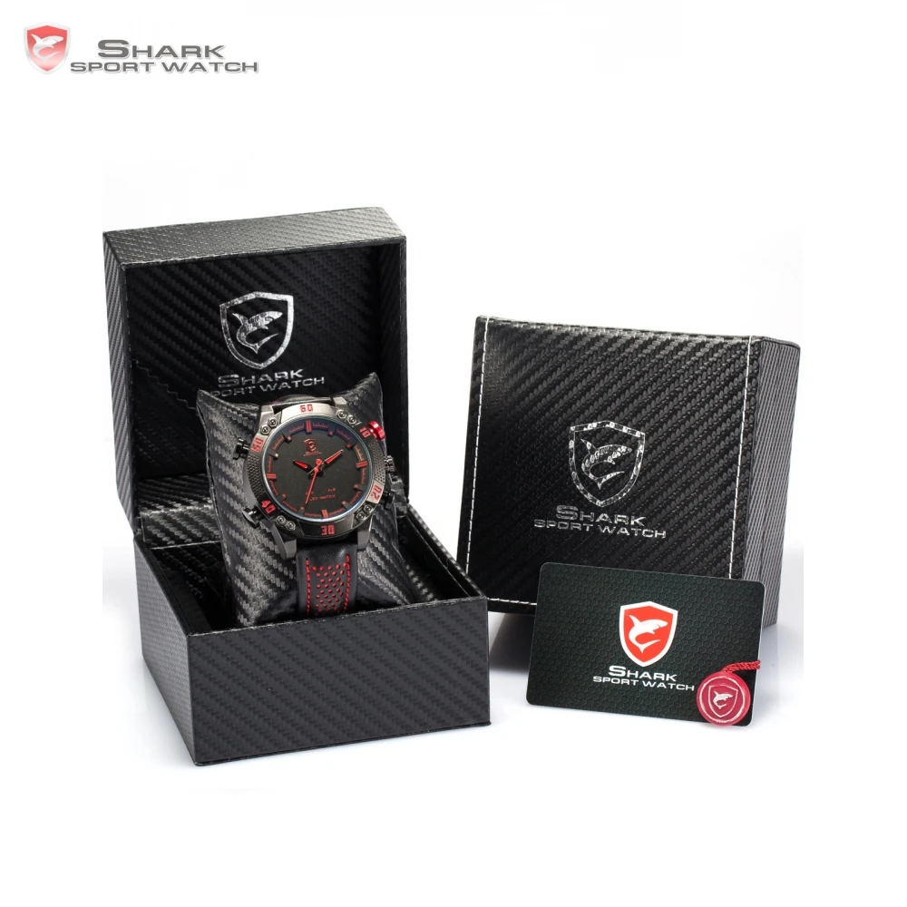 Luxury Package Kitefin Shark Sport Watch Black Analog LED Digital Date Day Leather Alarm Waterproof Men Quartz Watches/SH261-265 цена Luxury Package Kitefin Shark Sport Watch Black Analog LED Digital Date Day Leather Alarm Waterproof Men Quartz Watches/SH261-265 цены онлайн