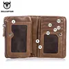 Bullcaptain Cow Genuine Leather Casual Men Short Wallet Coin Pocket Trifold Zipper Male Money Purse Credit Card Holder JYB011 3