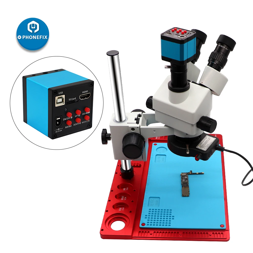  1080P HDMI CMOS Microscope Camera phone PCB repair 3.5-90X Stereo Zoom Microscope with high tempera