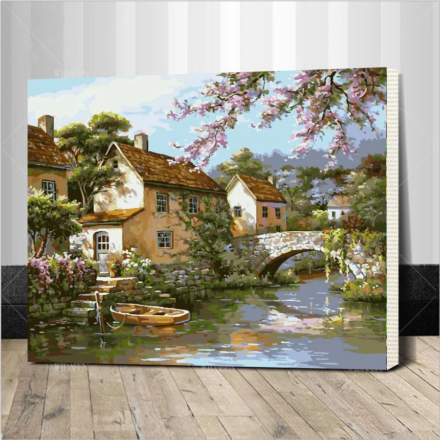 Landscape Framed Picture Painting By Numbers DIY Oil On Canvas Home