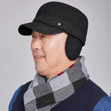 Модный мужской зимний теплый шерстяной кожаная кепка, зимнее пальто, шапка, ветрозащитная простая плоская винтажная армейская военная шляпа