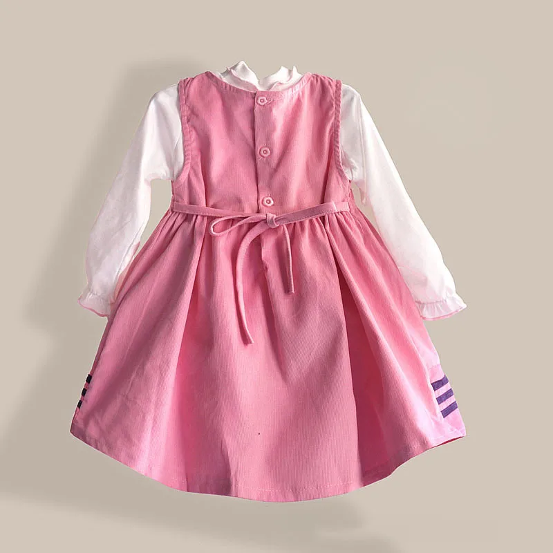 Новая одежда для девочек платье с вышитыми цветами и бабочками+ футболки с длинными рукавами детская одежда из 2 предметов одежда для маленьких девочек в стиле пэчворк