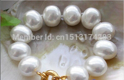 Free Shipping&gt&gt&gt8&quot 19mm white egg SOUTH SEA SHELL PEARL bracelet |