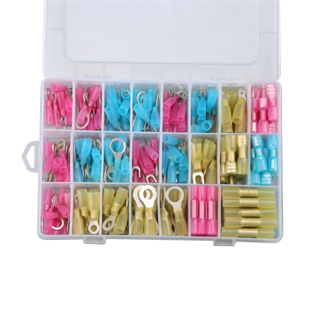 

250pcs Heat Shrink/480pcs Cold Pressing Electrical Wire Crimp Terminals Insulation Durable Wire Connectors Set Color Random
