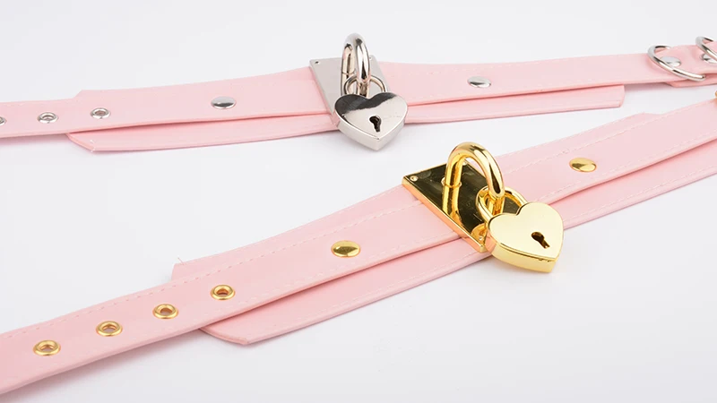 Oversized Handmade BDSM Bondage Leather Necklace For Women Lovely Lockable Heart Collar Wholesale Sexy Pastel Gothic Choker Punk 10