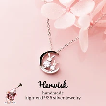 Herwish Wonderland циркониевое ожерелье с подвеской в виде кролика 925 пробы Серебряное ожерелье с животным кроликом женское Ювелирное Украшение подарок девушке