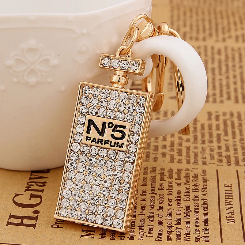 Creative novelty keychain!Rhinestone perfume bottles Key chains holder