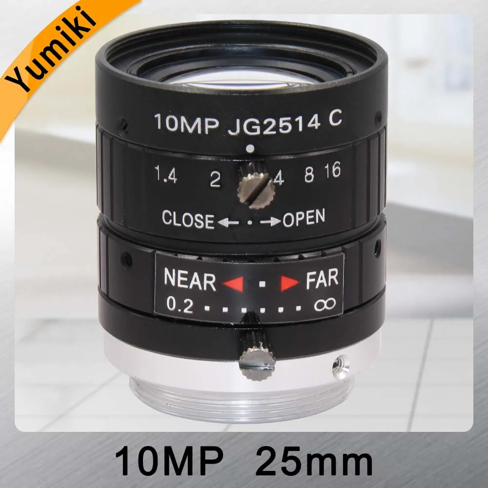 Yumiki HD 10MP CCTV Камера объектив 25 мм F1.4 отверстие крепление C для видеонаблюдения Камера или промышленный микроскоп мониторинга дорожного