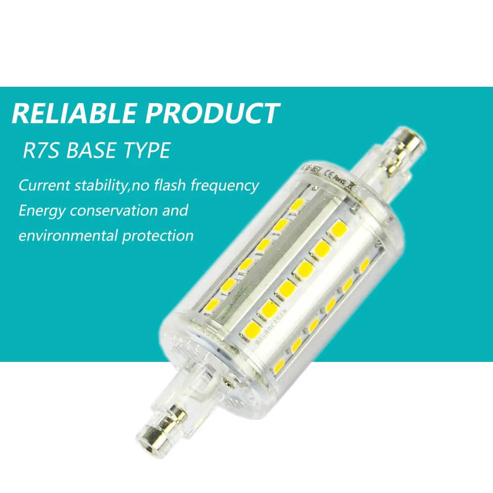 R7S 220V светодиодный 2835SMD трубки лампы 78 мм 118 AC85 265V Алюминий кукурузная лампа 7W 15W