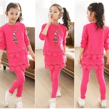 НОВЫЕ комплекты одежды для девочек г., комплект детской одежды для девочек, хлопковая Футболка и юбка комплект со штанами спортивный костюм для девочек Одежда для детей от 3 до 8 лет