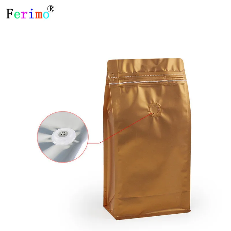 100pcs 13.5x26.5cm High Quality Gold Eight Side Zipper Organ Bag Metallic Mylar Big Aluminum Foil Air Valve Zip Lock Bags | Дом и сад