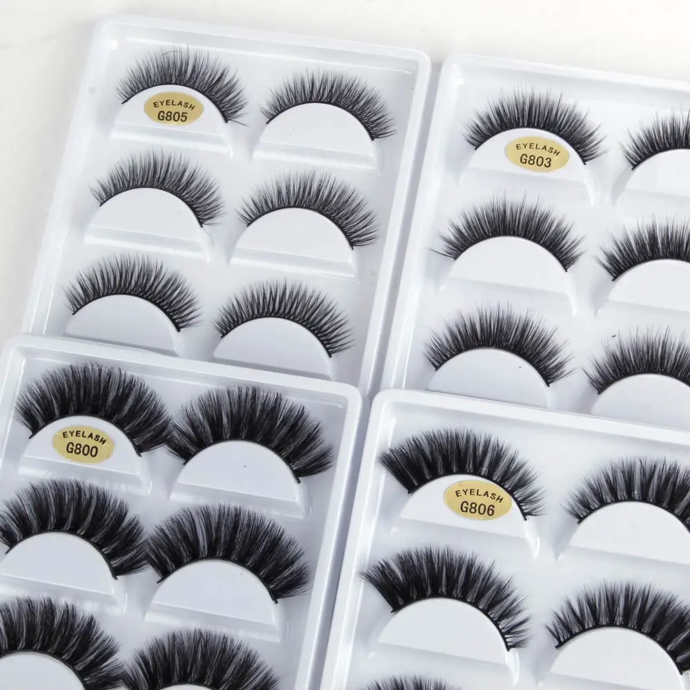 

5 Pairs 3D False Lashes Mink Eyelashes Thick Crisscross Makeup Eyelash Extension Natural Volume Soft Faux Eye Lashes G800 G806