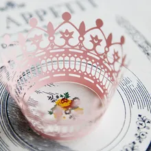 Розовое кружевное платье Корона свадебное украшение для кексиков бумага мини-кексов чашки торт День рождения, детский душ для выпечки чашки обертка