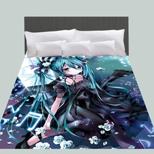 OEM симпатичные Хацунэ Мику VOCALOID мультфильм пользовательские bedskirt простыня листы покрывало покрывало матрас кровать хлопок не пододеяльник