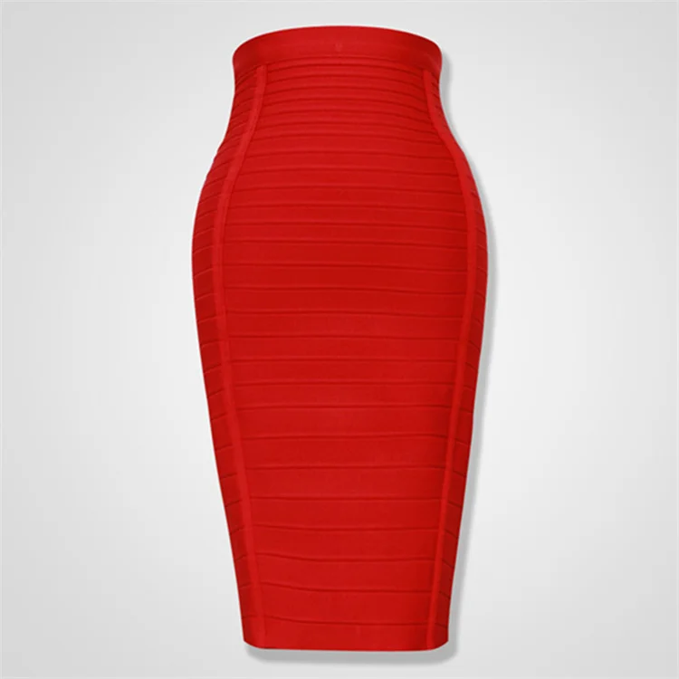 

4 Color High Quality Back Zipper Knee Length Bodycon Skirt Bandage Women Club Fashion Party Skirts