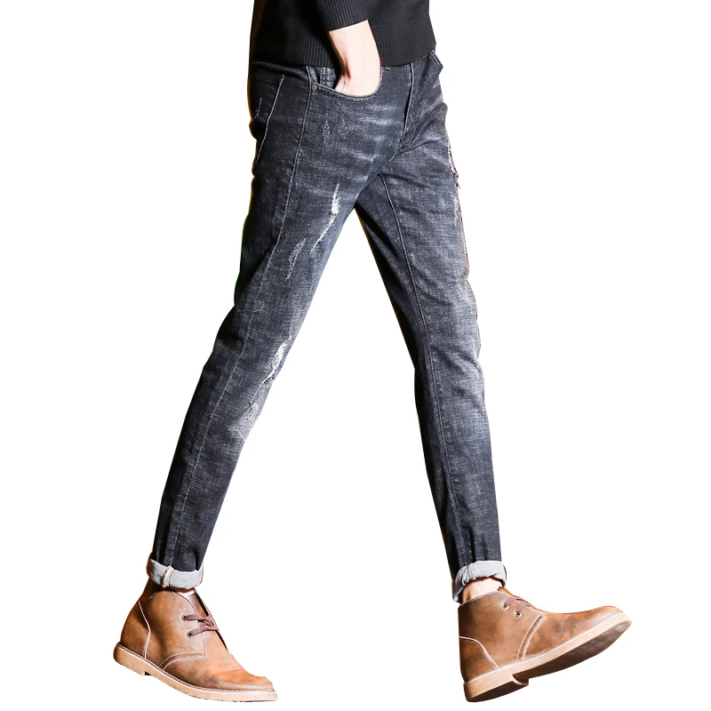 Ripped Jeans Men Slim Straight Distressed Hip Hop Denim Pants Trousers 2018 New Fashion boy Stretch Jeans Pants Plus Size