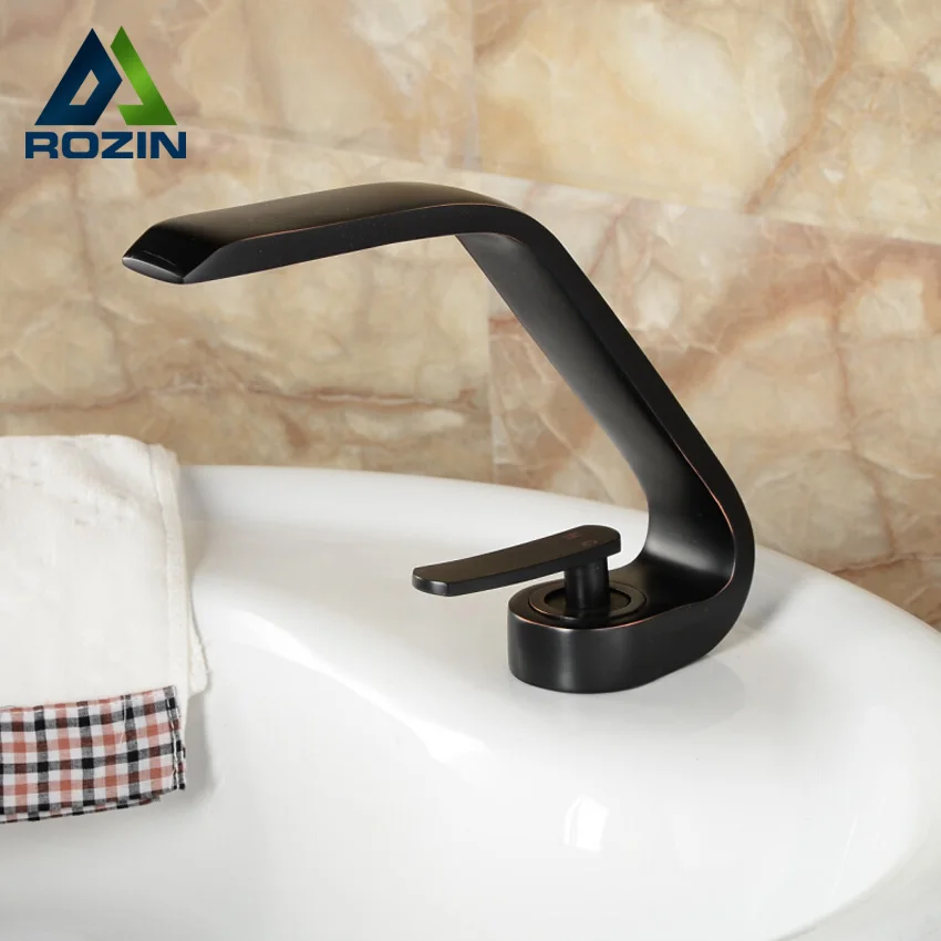 

Free Shipping Unique Desing Basin Sink Faucet Single Handle Deck Mount Mixer Tap Oil Rubbed Bronze Finish