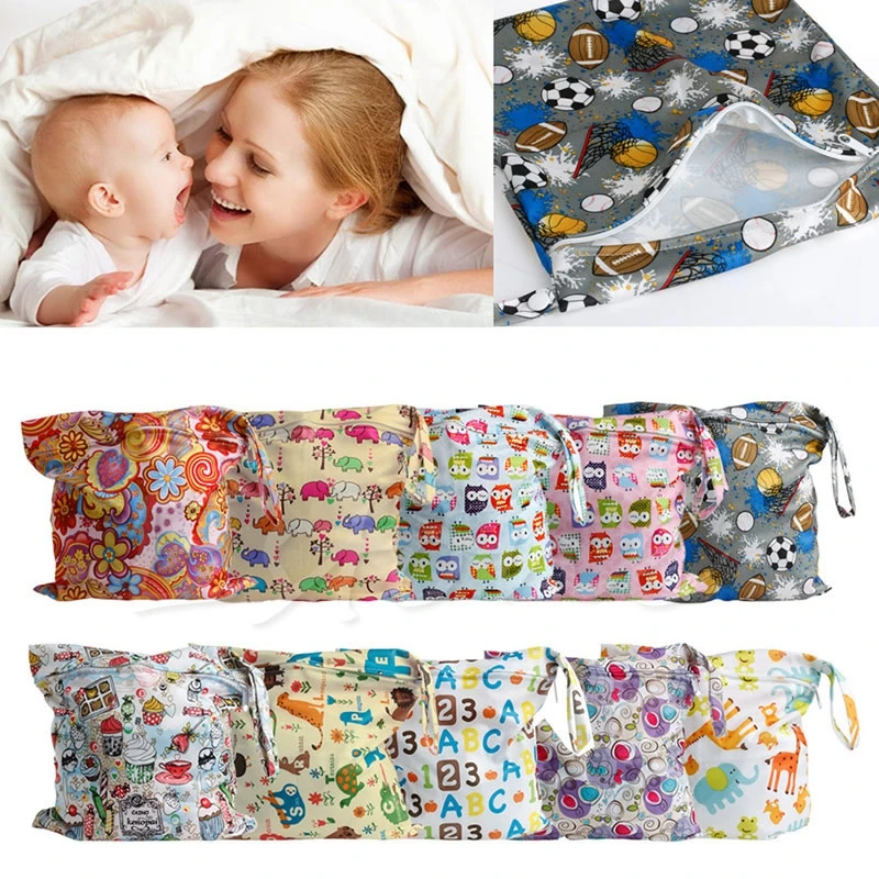 Ohomr Baby Waterproof Zipper Bag Washable Reusable Baby Cloth Diaper Bag for Baby Kids Toys Gift