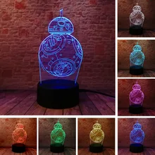 Star war BB 3D USB Led night light 7 color changing Christmas Mood touch kid/children living/bedroom table/desk Lamp lighting 3d holiday gift 7 color change mood led islam lamp god allah bless quran arabic modeling desk usb night light kid sleep lighting