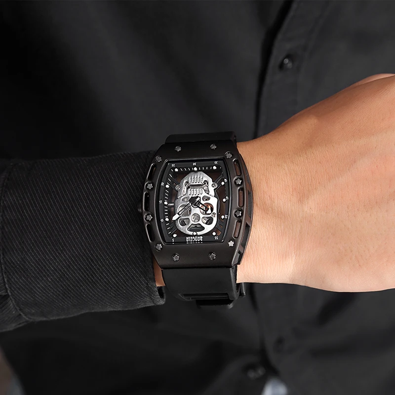

BAOGELA Top Brand Men Fashion Quartz Watch Mens Luxury Silver Skull Wristwatch Male Waterproof Clock Relogio Masculino
