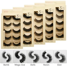 SHIDISHANGPIN 5 пар 3d норковые ресницы natrual макияж полная полоса ресницы пушистые накладные норковые ресницы толстые 3d накладные ресницы