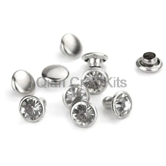 600sets 6mm Crystal Rhinestone Snap Rivets for Leather and Metal Blanks
