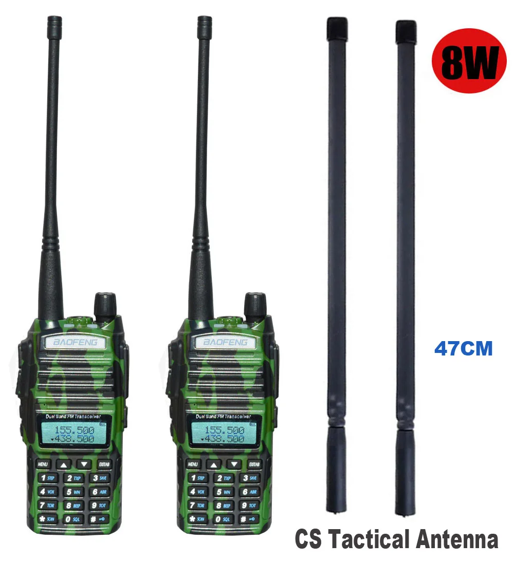 2 шт./компл. Высокая мощность 8 Вт baofeng UV-82 портативный двухстороннее радио UV 82 двойной PTT радио приемопередатчик+ Складная CS тактическая антенна - Цвет: cam8Wadd CSantenna