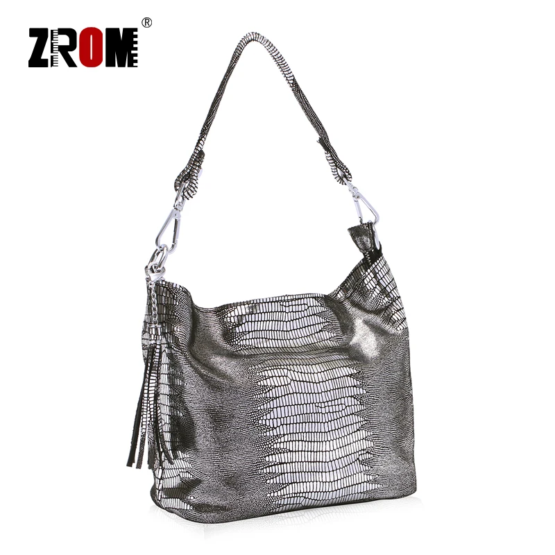 ZROM العلامة التجارية جلد طبيعي أزياء المرأة حقيبة يد عالية الجودة السيدات سحلية حقيبة كتف الأعلى مقبض حقيبة يد حقيبة ساع